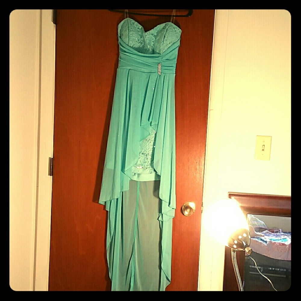 Teal\mint strapless formal dress